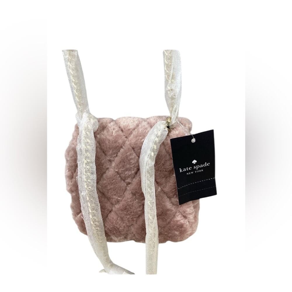 Kate Spade Carey and Quilted Pink Faux Fur Bag NWT Gold chain accent - Picture 3 of 6